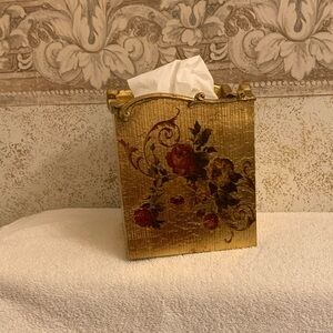 Vintage Gold Floral Decorative Tissue Box Cover
